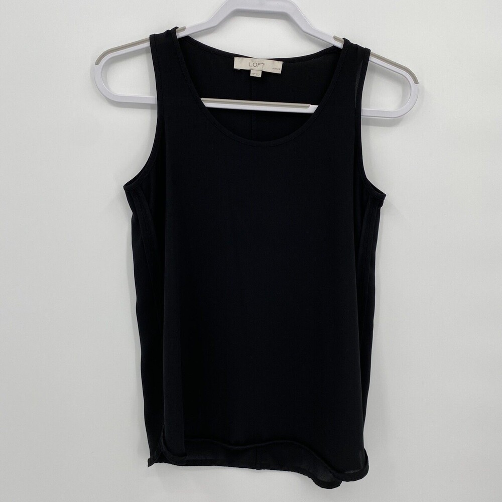 Ann Taylor Loft Women's Round Neck Sleeveless Tank Top Blouse Black Size XSP